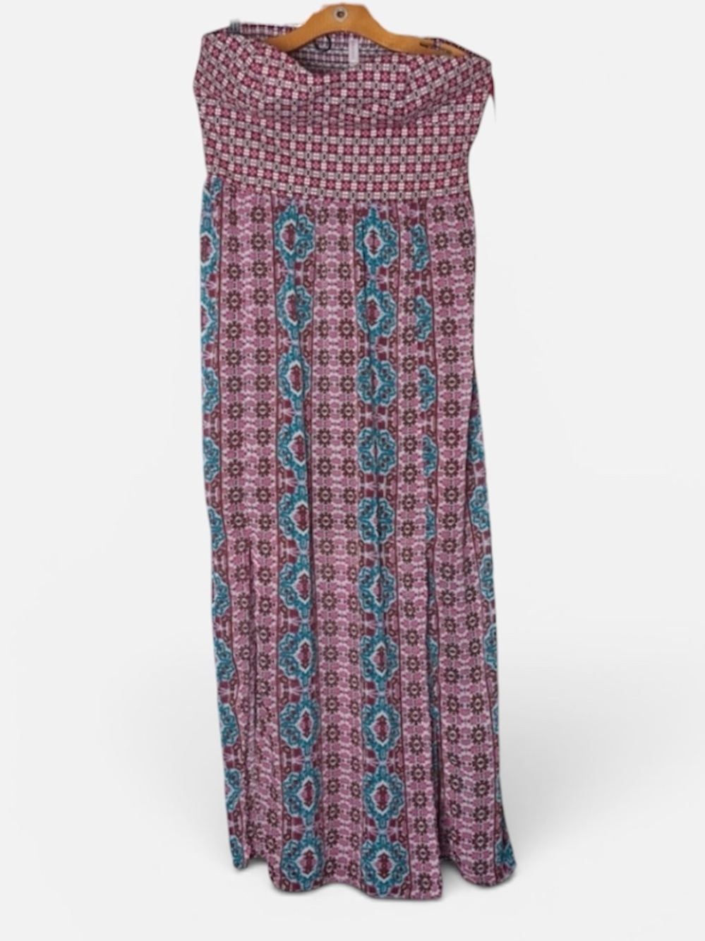 Xhilaration Strapless Maxi Vivaci Ikat Print Dress 2X Multi Color